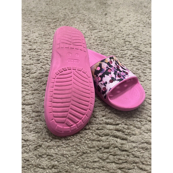 Crocs Classic Pink Tie Dye Slide Sandals Flip Flops Youth Size 5 JL47 - Picture 5 of 6